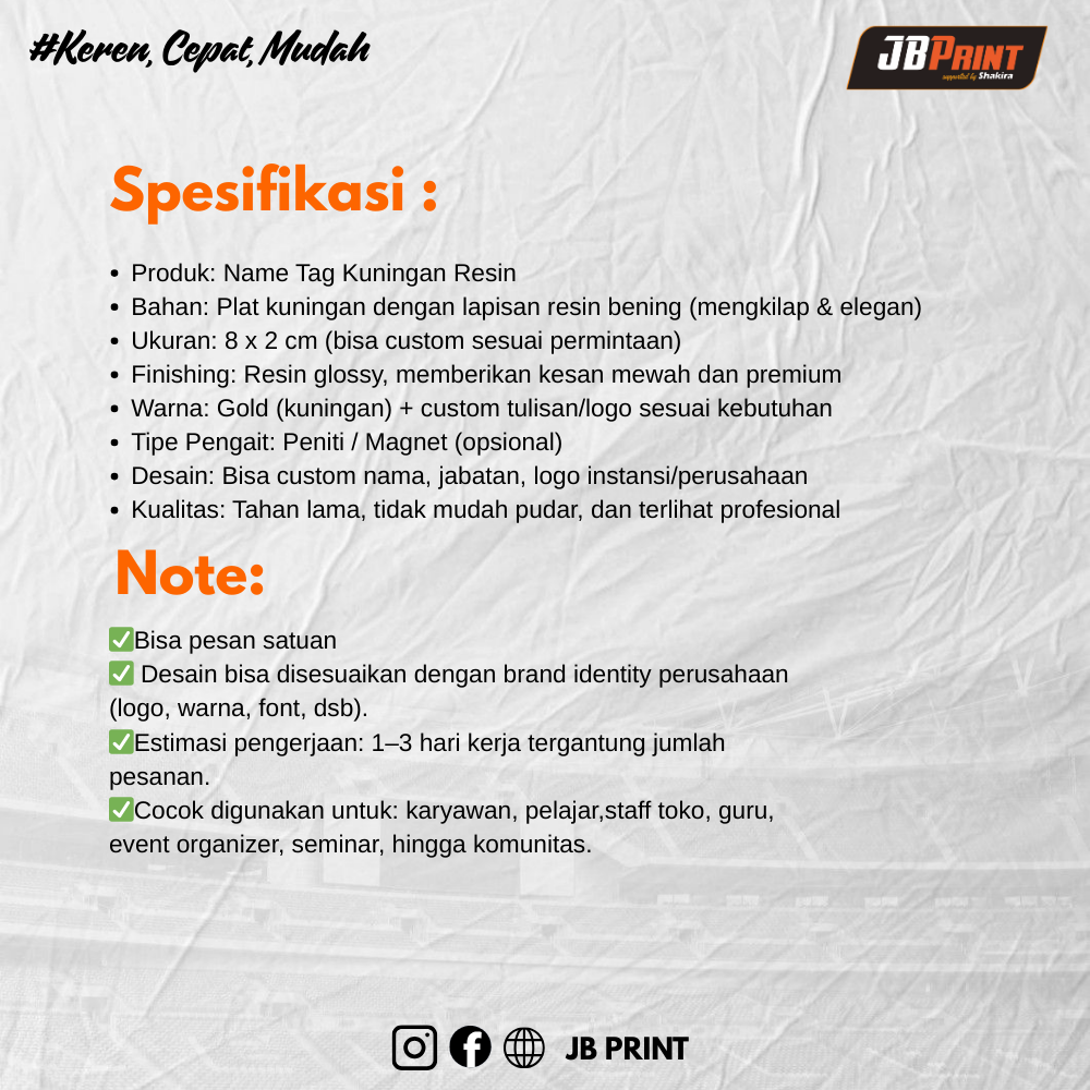 Name Tag Kuningan Resin - Gambar 2