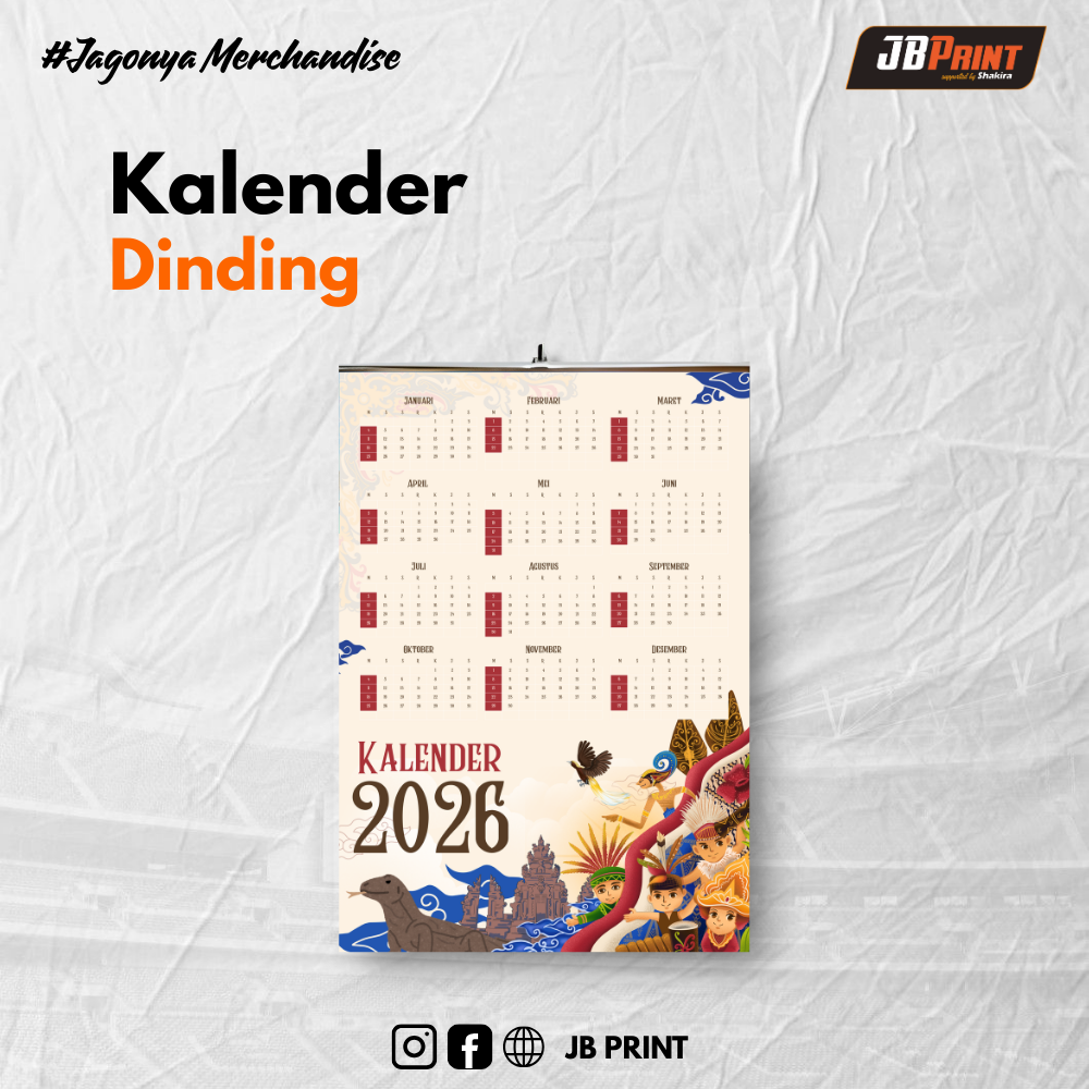 Kalender dinding jepit kaleng 1 Lembar